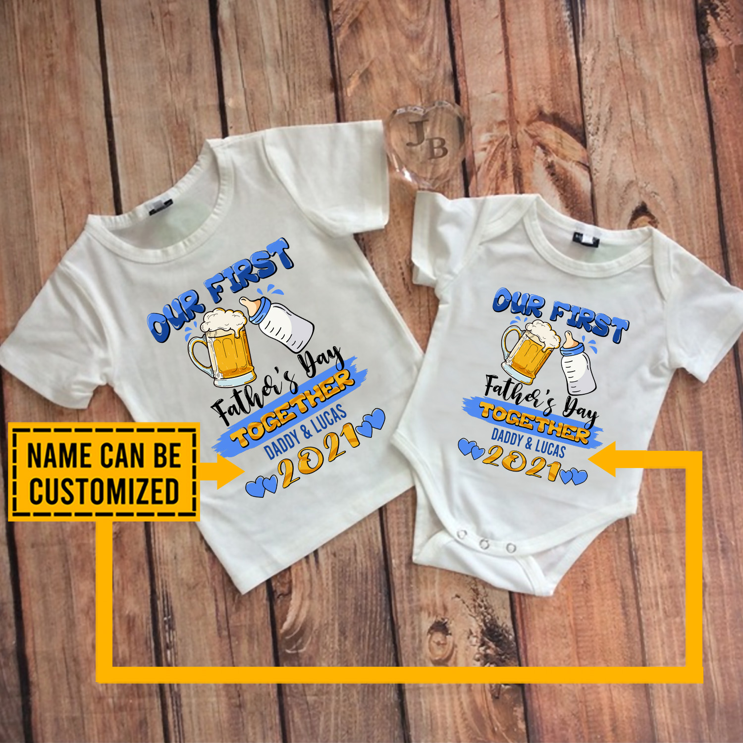 3VT. Our First Father's Day Baby Bottle Beer dad onsesie mk3