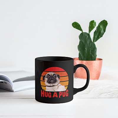 Alternative view of Hug a Pug Dog Lover Vintage Ceramic Coffee Mug - Beer Stein - Water Bottle - Color Changing Mug