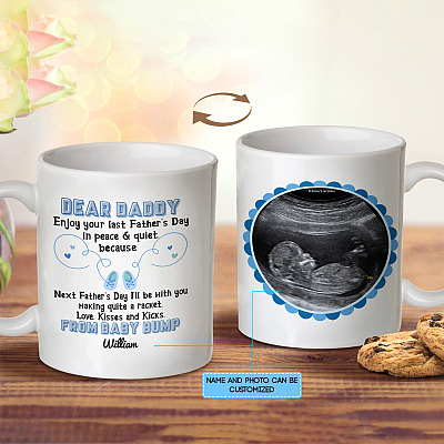 Alternative view of Personalized Photo Dear Daddy Enjoy Your Last Father's Day in Peace and Quite Two Sided Ceramic Coffee Mug