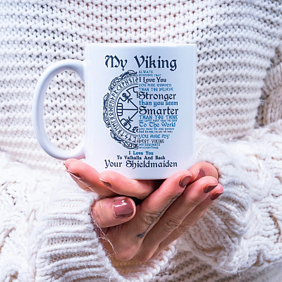 Alternative view of Shieldmaiden To My Viking Always Remember That I Love You To Valhalla And Back Coffee Mug - Travel Bottle