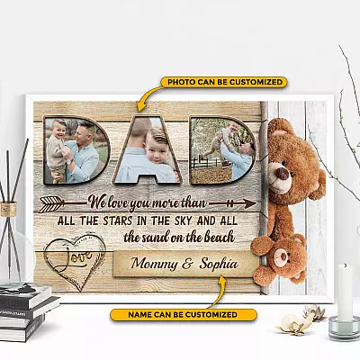 Personalized Photo Dad We Love You More Than All The Stars In The Sky Framed Canvas - Poster - Father's Day Gift