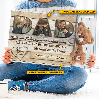 Alternative view of Personalized Photo Dad We Love You More Than All The Stars In The Sky Framed Canvas - Poster - Father's Day Gift