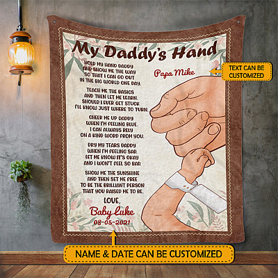 Alternative view of Personalized My Daddy's Hand Hold My Hand Daddy Fleece Blanket - Premium Sherpa Blanket - First Father's Day Gift