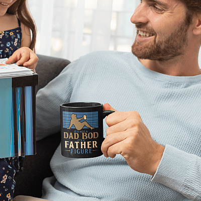 Alternative view of It's Not a Dad Bod It's a Father Figure - Funny Beer Dad Black Ceramic Coffee Mug - Beer Stein - Water Bottle