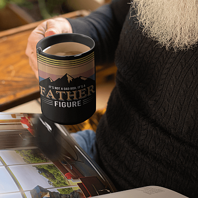 Alternative view of Retro Vintage It's Not a Dad Bod It's a Father Figure Black Coffee Mug - Funny Beer Dad Light Gift