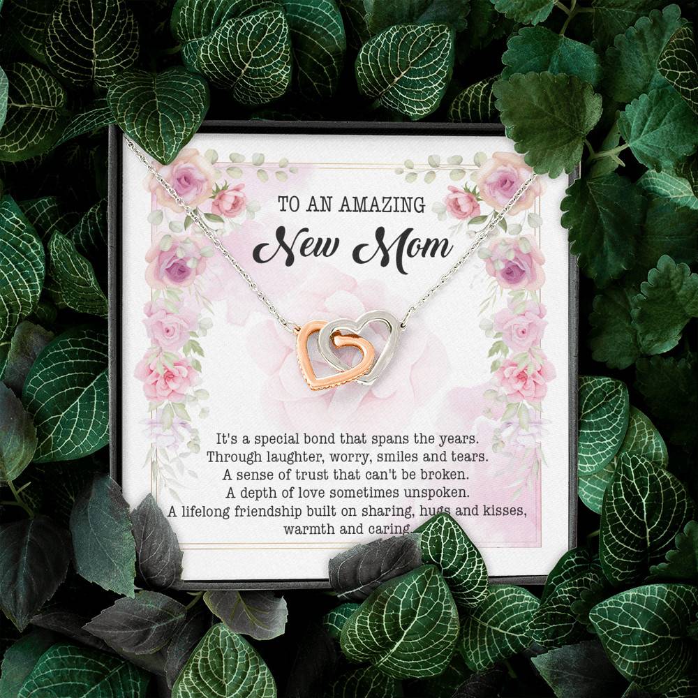 To An Amazing New Mom Interlocking Hearts Pendant Necklace - New Mom Necklace