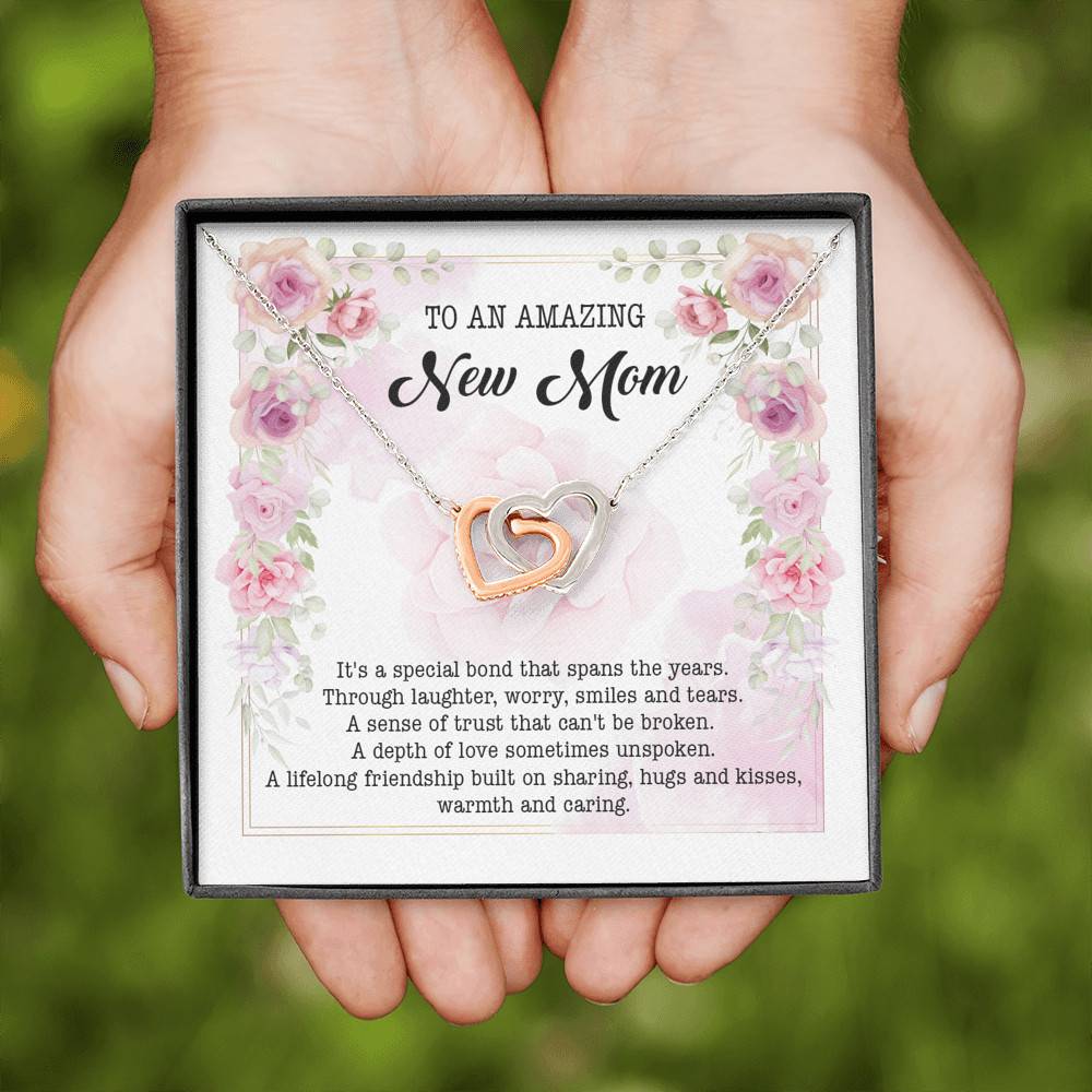 To An Amazing New Mom Interlocking Hearts Pendant Necklace - New Mom Necklace