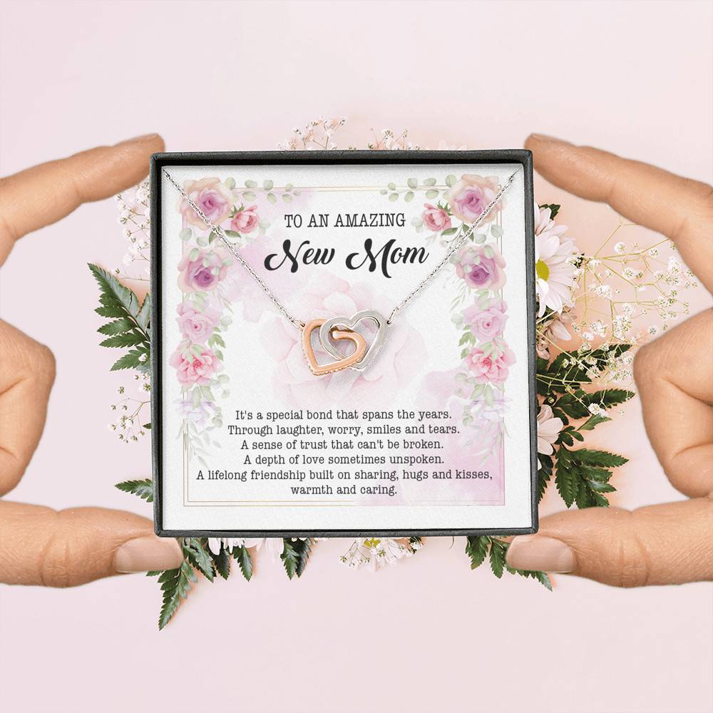 To An Amazing New Mom Interlocking Hearts Pendant Necklace - New Mom Necklace