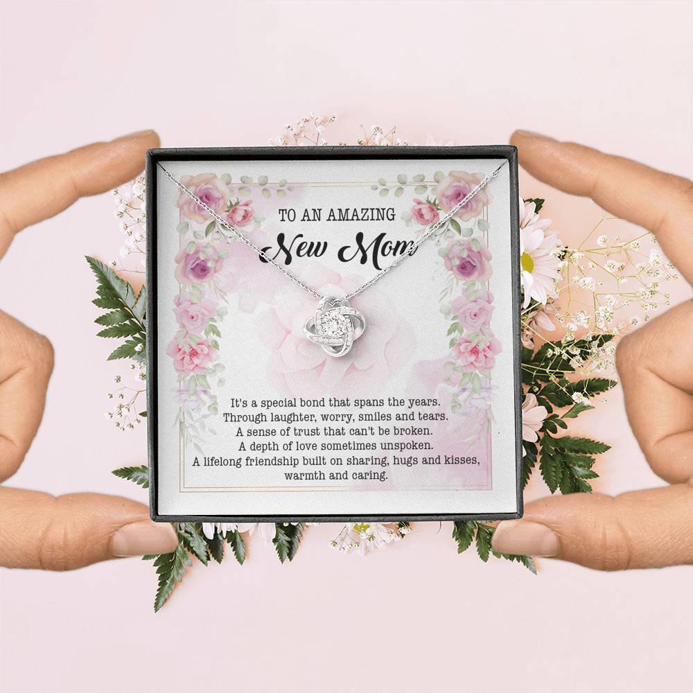To An Amazing New Mom Love Knot Pendant Necklace - New Mom Necklace