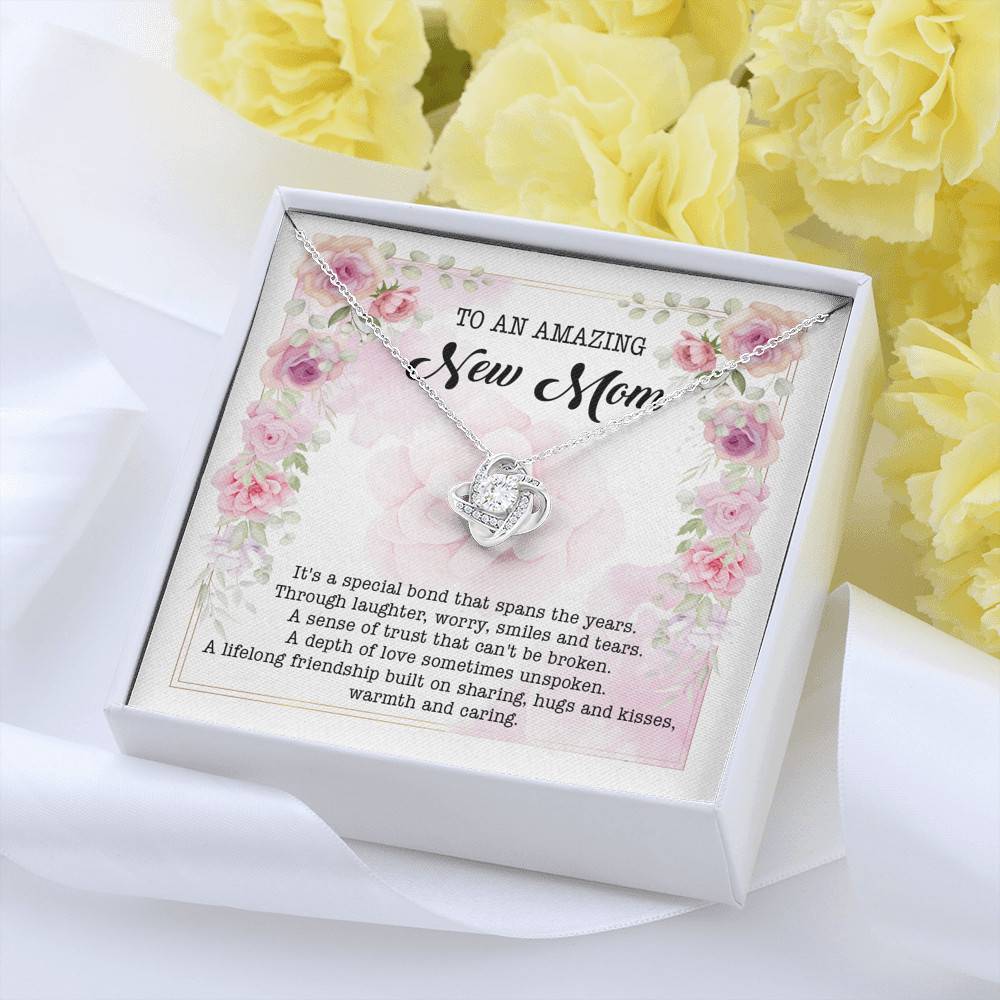 To An Amazing New Mom Love Knot Pendant Necklace - New Mom Necklace
