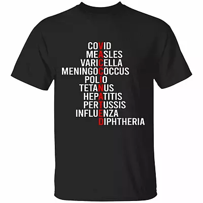 Vaccinated Covid Measles, Black, Unisex T-Shirt