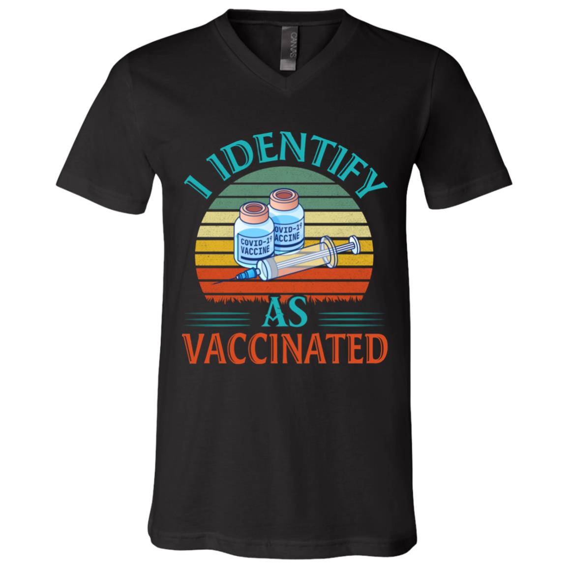 I Identify As Vaccinated, Black, V-Neck T-Shirt
