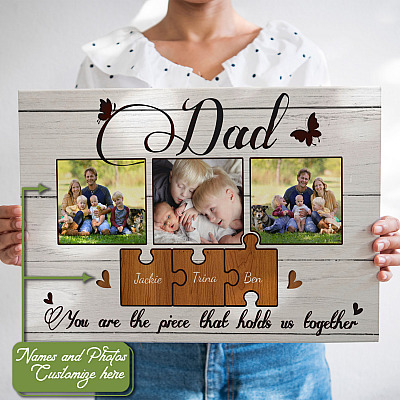 Alternative view of Personalized Custom Photo Dad You Are The Piece That Holds Us Together Puzzle Framed Canvas - Unframed Poster