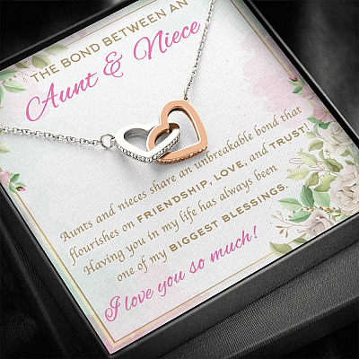 The Bond Between An Aunt And Niece I Love You So Much Interlocking Hearts Pendant Necklace - Aunt And Niece Gifts