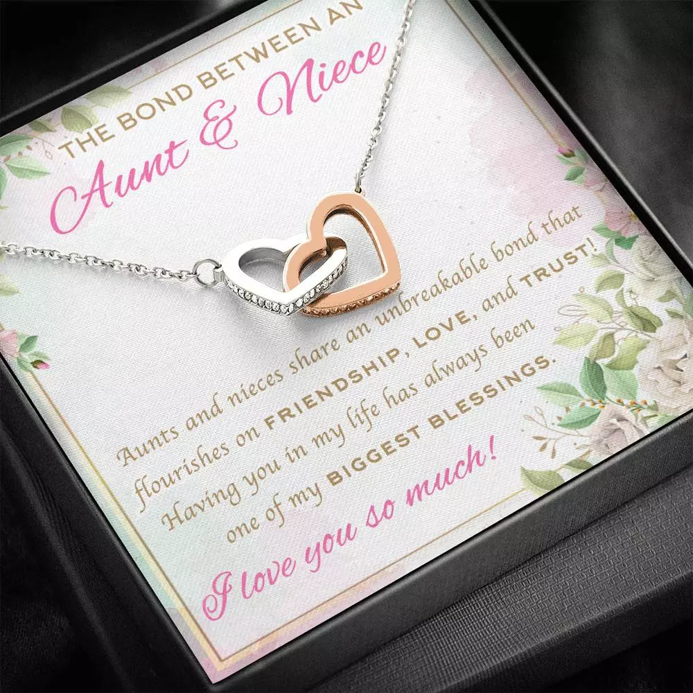 The Bond Between An Aunt And Niece I Love You So Much Interlocking Hearts Pendant Necklace - Aunt And Niece Gifts