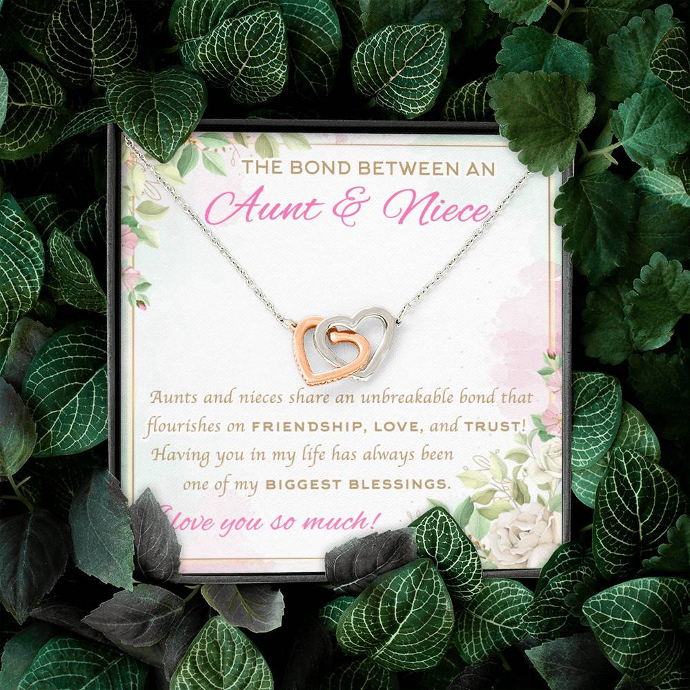 The Bond Between An Aunt And Niece I Love You So Much Interlocking Hearts Pendant Necklace - Aunt And Niece Gifts