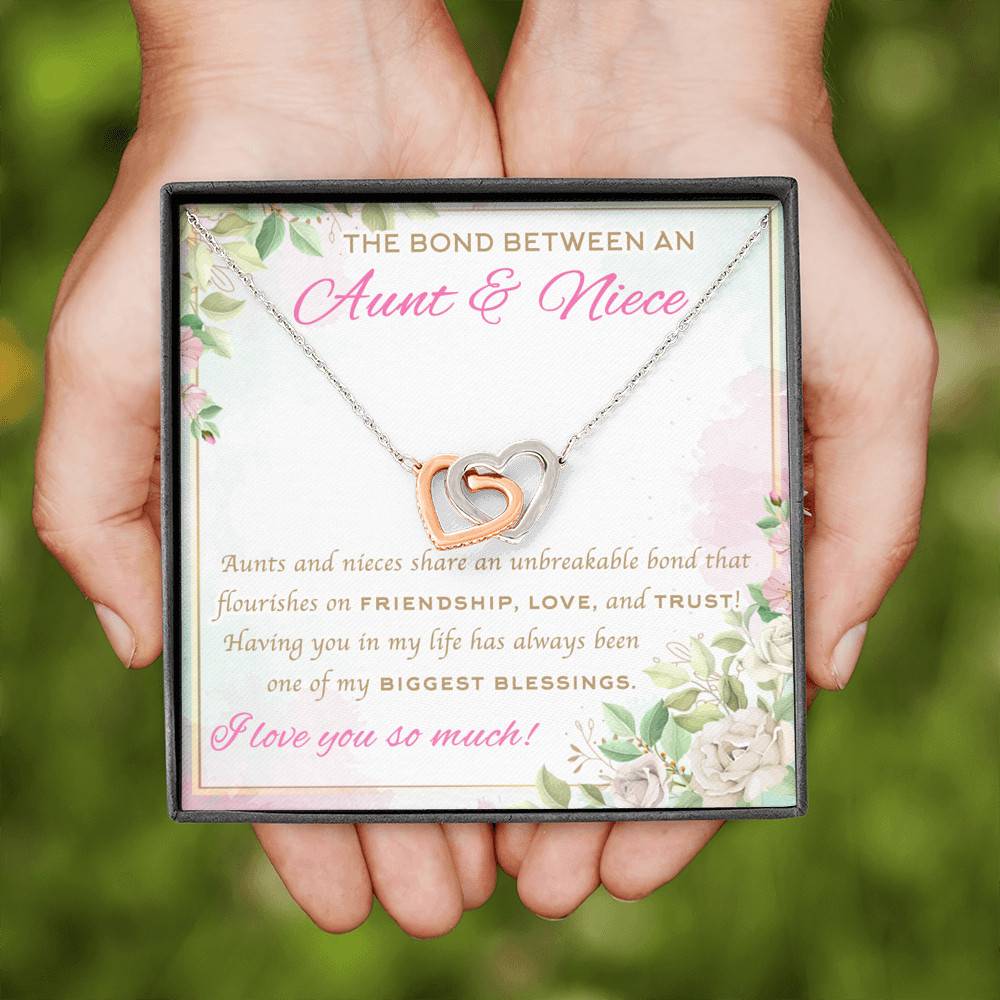 The Bond Between An Aunt And Niece I Love You So Much Interlocking Hearts Pendant Necklace - Aunt And Niece Gifts
