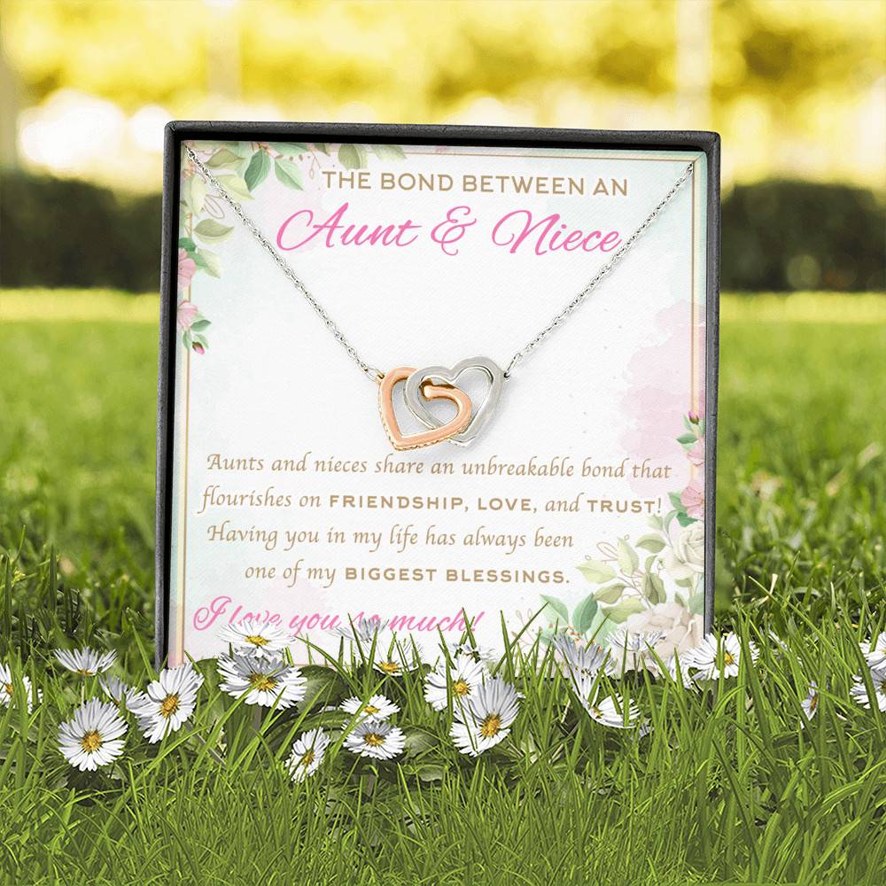 The Bond Between An Aunt And Niece I Love You So Much Interlocking Hearts Pendant Necklace - Aunt And Niece Gifts
