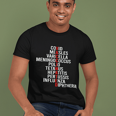 Alternative view of Vaccinated Covid Measles Polio Pro Vax T-Shirt - Crossword Vaccinated Shirt
