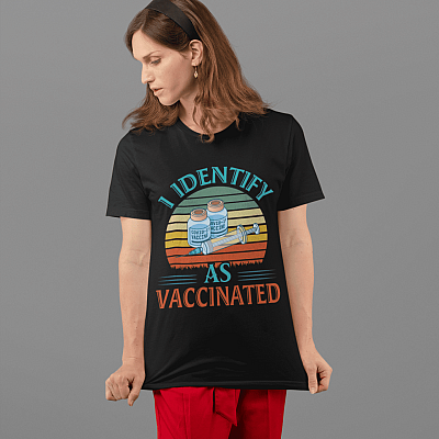 Alternative view of I Identify As Vaccinated T-shirt - V-neck - Fully Vaccinated Shirt