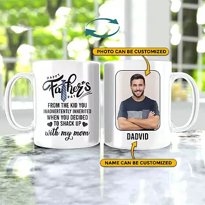 Personalized Photo Happy Father's Day From The Kid You Inadvertently Inherited Two Sided Ceramic Coffee Mug