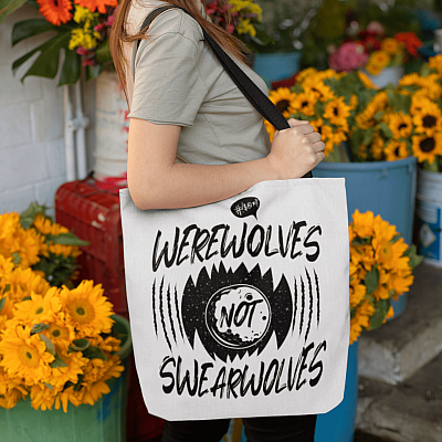 Alternative view of Werewolves Not Swearwolves All Over Print Tote Bag - Shoulder Bag - Reusable Grocery Shopping Bag