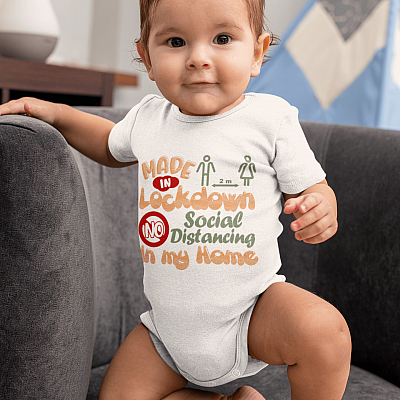 Alternative view of Funny Made in Lockdown No Social Distancing in My Home Funny Quarantine Baby Onesie - Baby Infant Bodysuit