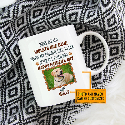 Personalized Custom Photo Roses Are Red Violets Are Blue You're My Favorite Face To Lick Father's Day Coffee Mug