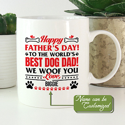 Alternative view of Personalized Happy Father's Day To The World's Best Dog Dad We Woof You Coffee Mug - Gift For Dog Lovers