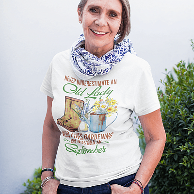 Alternative view of Never Underestimate an Old Lady Who Loves Gardening and Was Born in September T-Shirt - V-Neck Tee