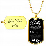 Father's Day Baby Bump Daddy My Little Feet I Love You from Mommy's Tummy Dog Tag Pendant Necklace
