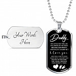 Father's Day Baby Bump Daddy My Little Feet I Love You from Mommy's Tummy Dog Tag Pendant Necklace