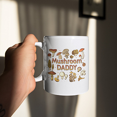 Mushroom Daddy Fungi Fungus Fathers Day Ceramic Coffee Mug - Beer Stein - Water Bottle - Color Changing Mug