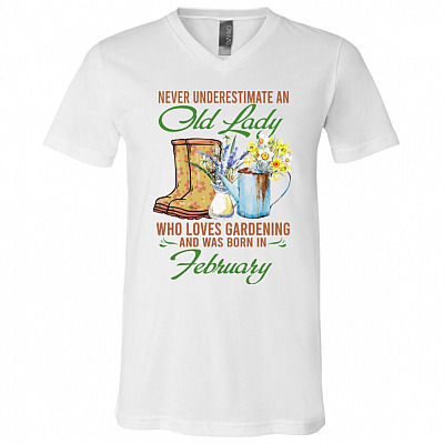 feb, White, V-Neck T-Shirt