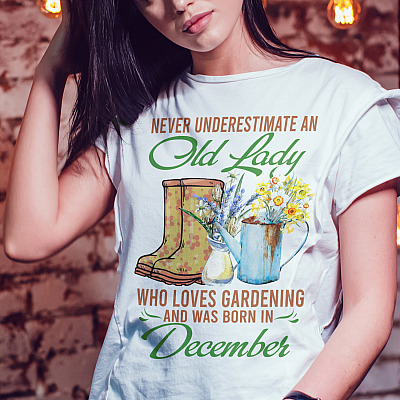 Alternative view of Personalized Never Underestimate an Old Lady Who Loves Gardening and Was Born in T-Shirt - V-Neck Tee