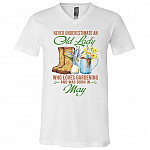 Never Underestimate an Old 5, White, V-Neck T-Shirt