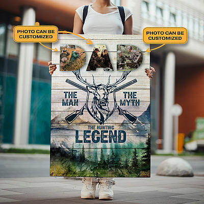 Alternative view of Personalized Photo To My Hunter Dad The Man The Myth The Hunting Legend Father's Day Customized Canvas Poster