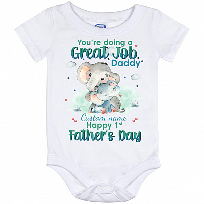 Elephant Baby Onesie, White, Baby Onesie - 12 Month