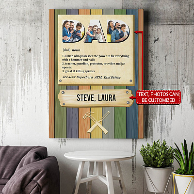 Alternative view of Personalized Photo Funny Saying To My Carpenter Dad Definition Woodworker Father's Day Custom Canvas Poster