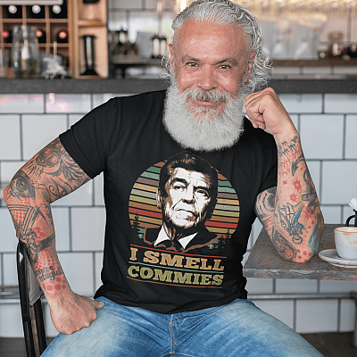 Alternative view of I Smell Commies Reagan Vintage Retro T-Shirt