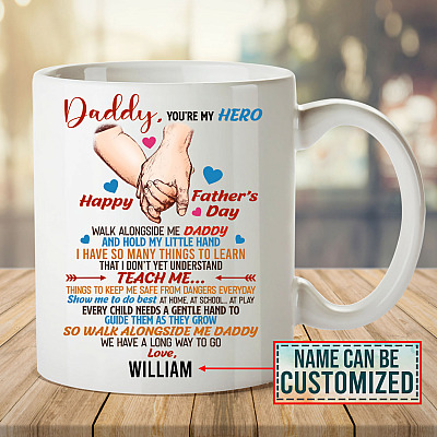 Alternative view of Personalized Daddy You're My Hero Happy Father's Day From Son Daughter Coffee Mug - Travel Bottle