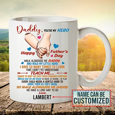 Personalized Daddy You're My Hero Happy Father's Day From Son Daughter Coffee Mug - Travel Bottle
