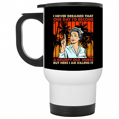 14 oz. White Travel Mug