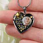 Personalized Photo My Mind Still Talks to You Memorial Butterfly Heart Pendant Necklace - Bangle