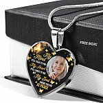 Personalized Photo My Mind Still Talks to You Memorial Butterfly Heart Pendant Necklace - Bangle