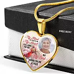 Personalized Photo My Mind Still Talks to You Memorial Cardinal Heart Pendant Necklace - Bangle