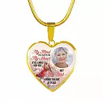 Personalized Photo My Mind Still Talks to You Memorial Cardinal Heart Pendant Necklace - Bangle