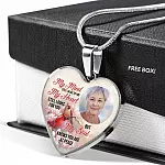 Personalized Photo My Mind Still Talks to You Memorial Cardinal Heart Pendant Necklace - Bangle