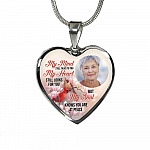 Personalized Photo My Mind Still Talks to You Memorial Cardinal Heart Pendant Necklace - Bangle
