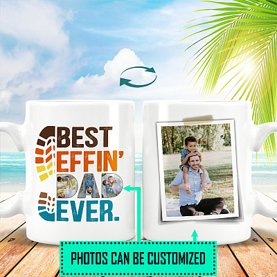 Alternative view of Personalized Photo Best Effin' Dad Ever Mug Beer Stein - Funny Father's Day Meme Saying Customized Mug Gift